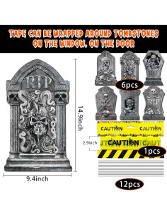 Decoraciones de Halloween Lápidas 6 Pcs qiyeyeye 34.8 cm 2