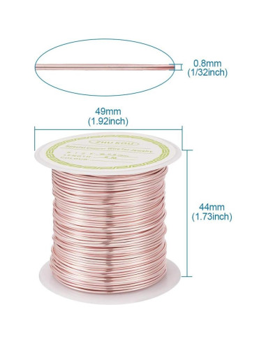 Alambre de Cobre 8m PH PandaHall 0.8mm Oro Rosa para Joyería