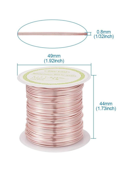 Alambre de Cobre 8m PH PandaHall 0.8mm Oro Rosa para Joyería