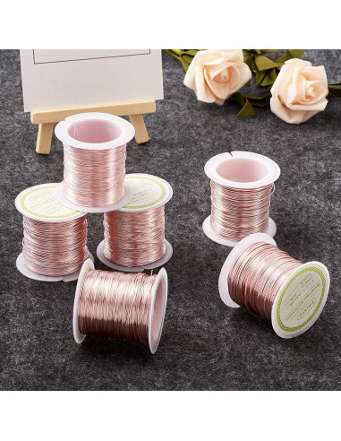Alambre de Cobre 8m PH PandaHall 0.8mm Oro Rosa para Joyería