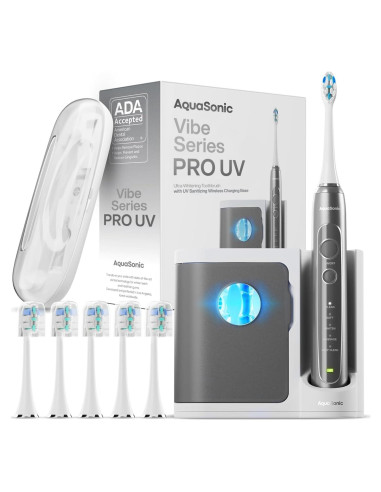 Cepillo de Dientes Eléctrico Aquasonic Vibe Pro - 5 Modos, UV