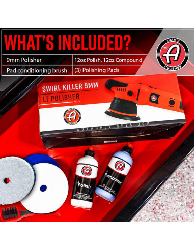 Pulidor Doble Acción Adam's Swirl Killer 9mm 1000W Kit Completo