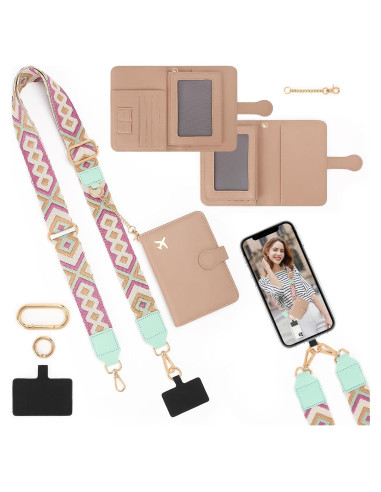 Portafolios de Pasaporte ZOPPEN Beige con Correa Cruzada