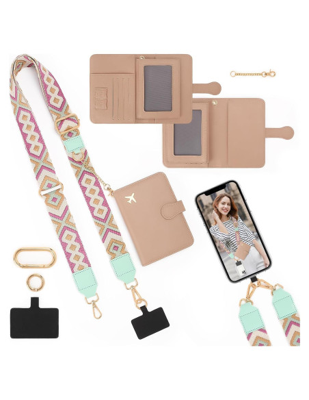 Portafolios de Pasaporte ZOPPEN Beige con Correa Cruzada