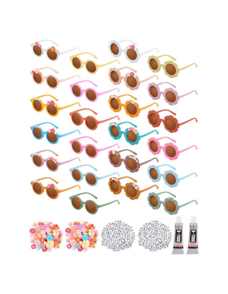 Kanayu Kit de Gafas de Sol DIY para Niños 24 Piezas Colores Brillantes
