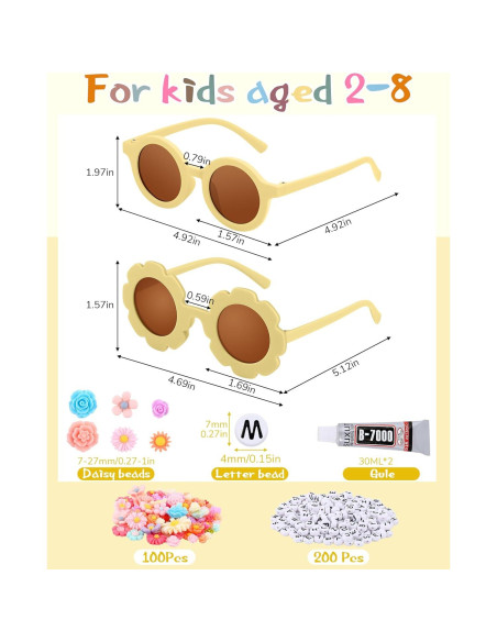 Kanayu Kit de Gafas de Sol DIY para Niños 24 Piezas Colores Brillantes