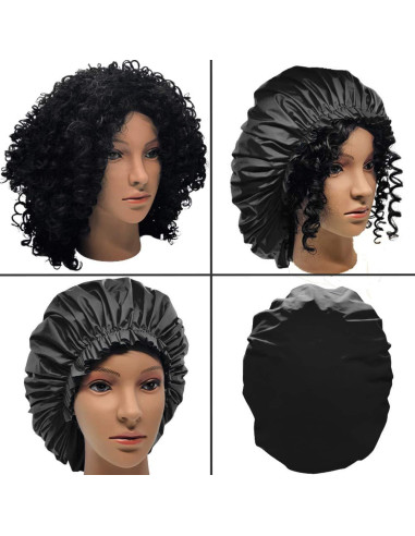 Gorro de Ducha Jumbo ELEBOX XL Impermeable Doble Capa Negro