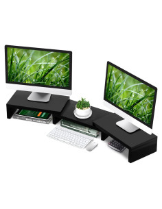 Soporte Doble Monitor TAVR Ajustable 77.8-110 cm Negro