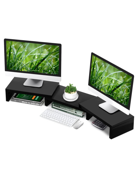 Soporte Doble Monitor TAVR Ajustable 77.8-110 cm Negro