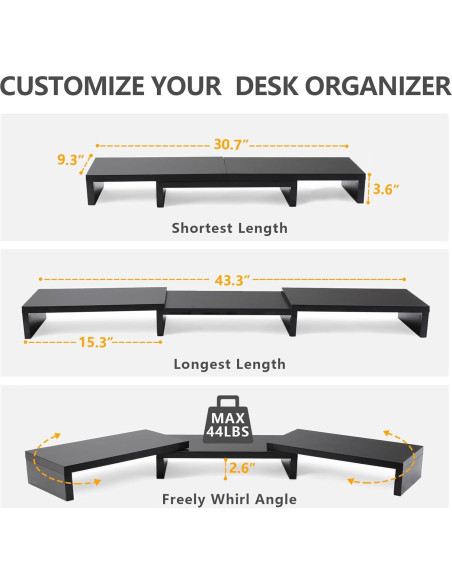Soporte Doble Monitor TAVR Ajustable 77.8-110 cm Negro
