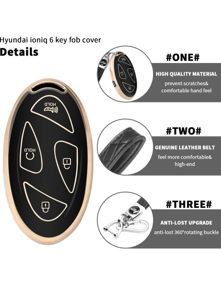 Cubierta de Llave QBUC para Hyundai Ioniq 6 5 Botones TPU