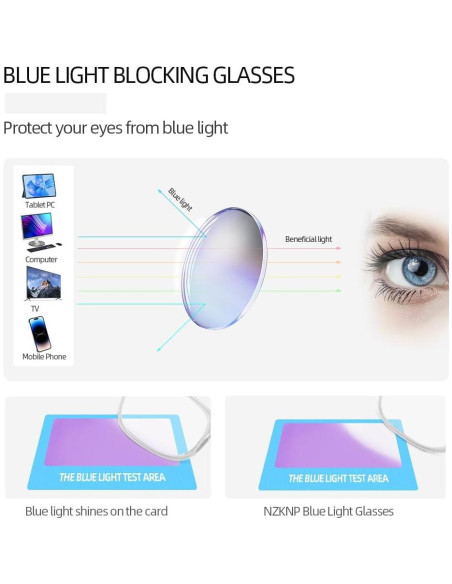 Gafas de luz azul NZKNP para hombres y mujeres - Protección UV