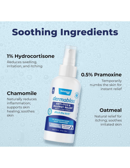 Spray Antipicazón Dermabliss Vetnique 113.4g para Perros y Gatos
