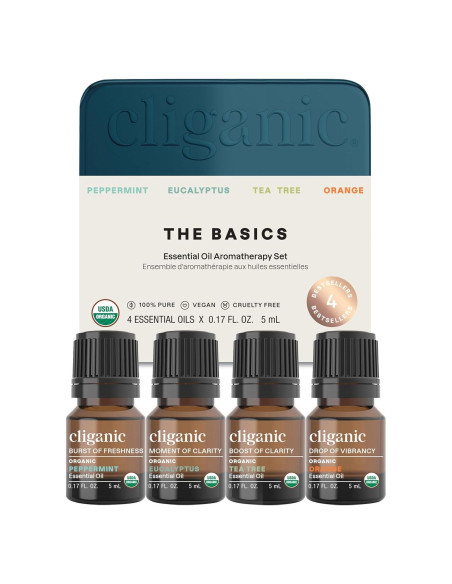 Set de Aceites Esenciales Orgánicos Cliganic - 4 Piezas 5ml
