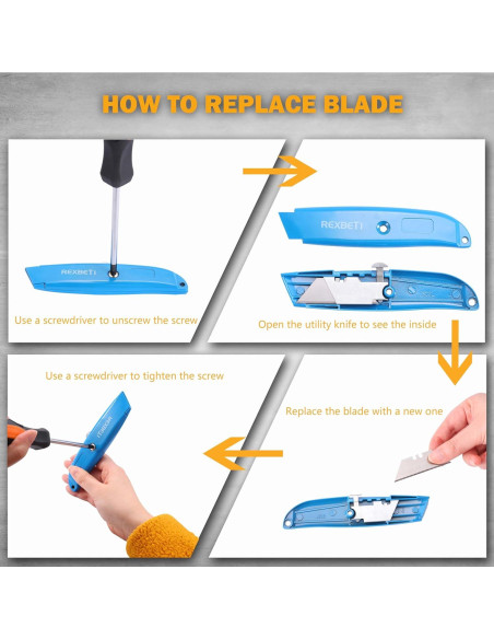 Cuchillos Utility Retráctiles REXBETI 2 Paquete con 10 Cuchillas SK5