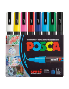 8 Marcadores de Pintura Uni Posca PC-3M Fino Multicolor