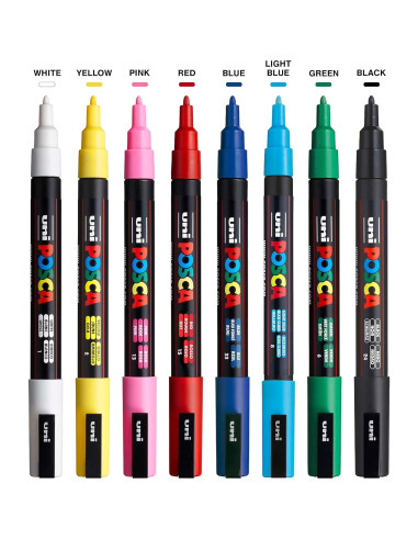 8 Marcadores de Pintura Uni Posca PC-3M Fino Multicolor
