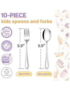 Juego de Cubiertos para Niños HaWare 10 Piezas Acero Inoxidable 2