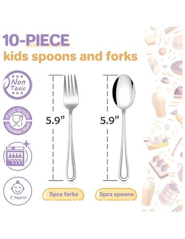Juego de Cubiertos para Niños HaWare 10 Piezas Acero Inoxidable