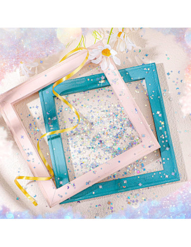 Confeti Holográfico de Estrellas y Lunas Skylety 60g Plata