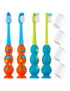 Cepillo de Dientes Infantil Trueocity - Set de 4 Unidades - Suave y Colorido