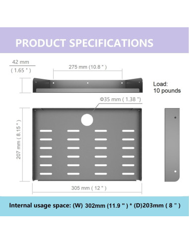 Soporte de Estante Flotante JINGCHENGMEI 30.48 cm Metal
