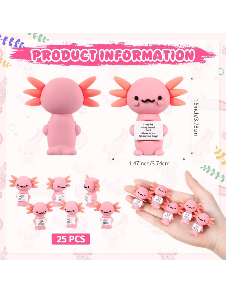 25 Mini Juguetes de Hule Axolote Gejoy - Regalos Motivacionales
