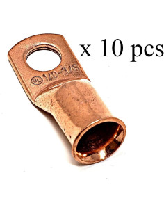 10 Piezas Terminales de Anillo de Cobre WNI 1/0 Calibre 9.53 mm 2