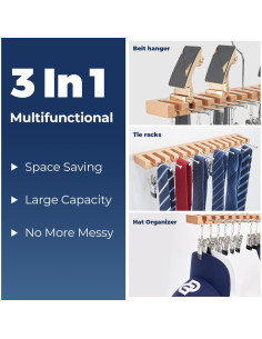 Organizador de Cinturones 3 en 1 Ohuhu con 14 Ranuras y Ganchos 2