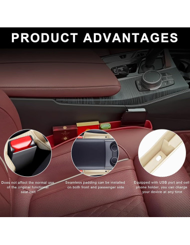 Organizador de Relleno de Espacio entre Asientos FSTURIOS Beige