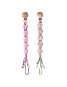 Clip de Chupete Floral Margarita Macrame Unisex Hecho a Mano