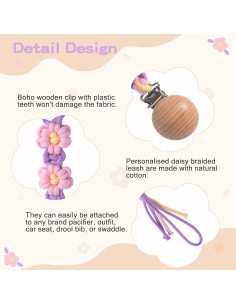 Clip de Chupete Floral Margarita Macrame Unisex Hecho a Mano 2