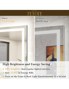 Espejo LED TETOTE 60x40 cm Iluminado Frontal y Trasero 2