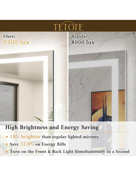 Espejo LED TETOTE 60x40 cm Iluminado Frontal y Trasero