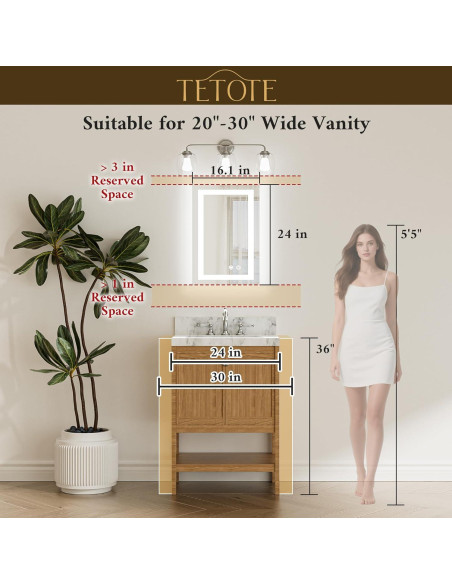 Espejo LED TETOTE 60x40 cm Iluminado Frontal y Trasero