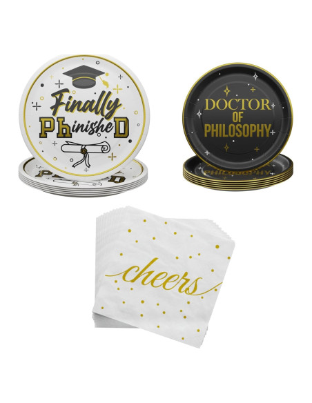 Platos y Servilletas Desechables Blue Orchards - Fiesta Doctorado 2024