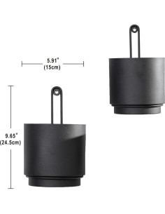2 Macetas Colgantes CISEANOL de Metal 15 cm Modernas Negras 2
