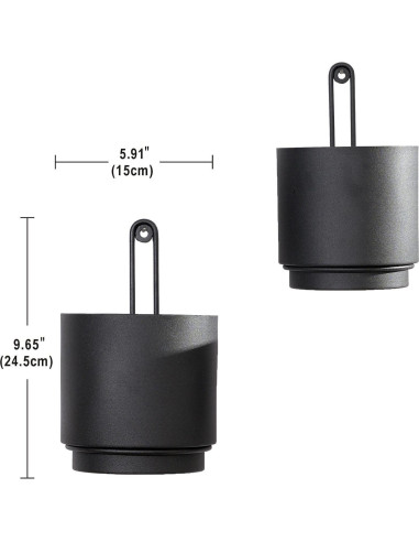 2 Macetas Colgantes CISEANOL de Metal 15 cm Modernas Negras