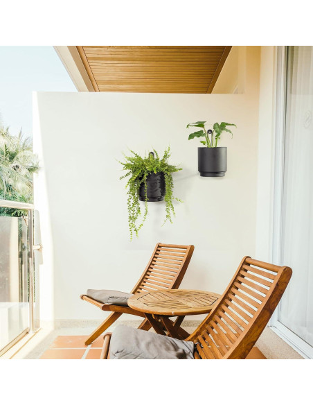 2 Macetas Colgantes CISEANOL de Metal 15 cm Modernas Negras