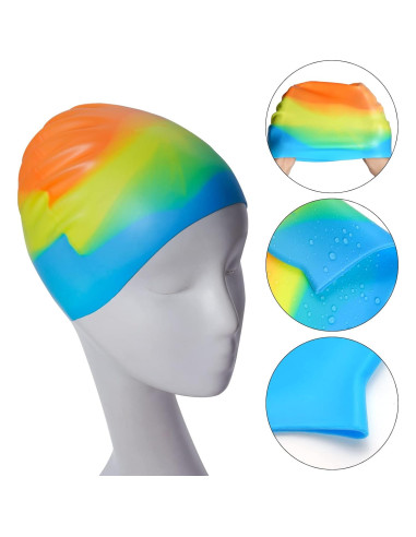 6 Gorros de Natación de Silicona Unisex Tayfremn Multicolor