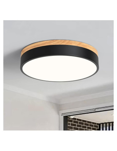 Luz de Techo LED Regulable YURNYQ 29.5cm Madera Negra 5CCT