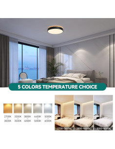 Luz de Techo LED Regulable YURNYQ 29.5cm Madera Negra 5CCT 2