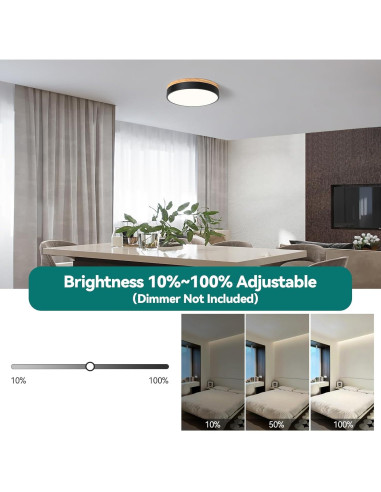 Luz de Techo LED Regulable YURNYQ 29.5cm Madera Negra 5CCT