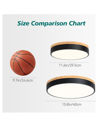 Luz de Techo LED Regulable YURNYQ 29.5cm Madera Negra 5CCT