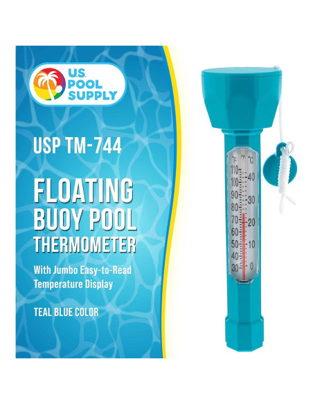 Termómetro Flotante U.S. Pool Supply Azul Teal Pantalla Jumbo