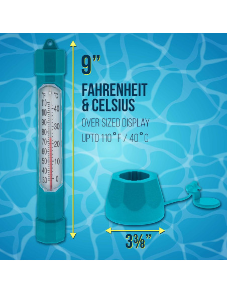 Termómetro Flotante U.S. Pool Supply Azul Teal Pantalla Jumbo