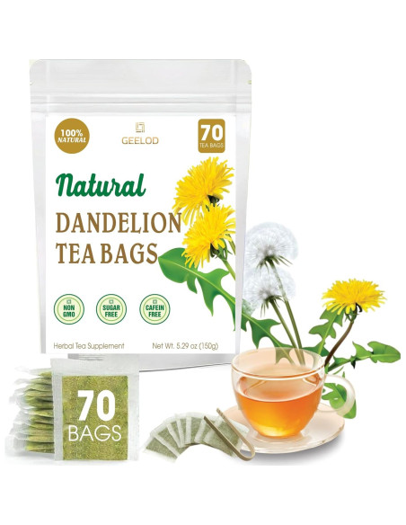 70 Bolsitas de Té de Raíz de Diente de León GEELOD 100% Natural