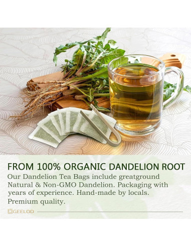70 Bolsitas de Té de Raíz de Diente de León GEELOD 100% Natural