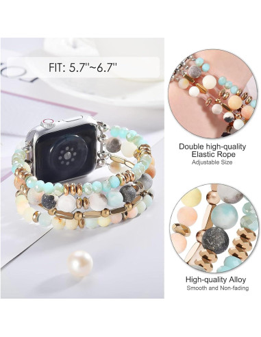 Pulsera Boho de Perlas VISOOM para Apple Watch 38-42mm