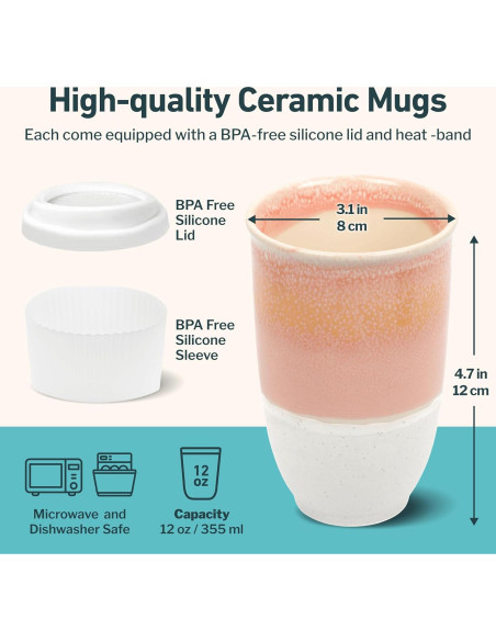 Taza de Viaje NOVA CERAMICS 12oz Resplandor Apta Microondas
